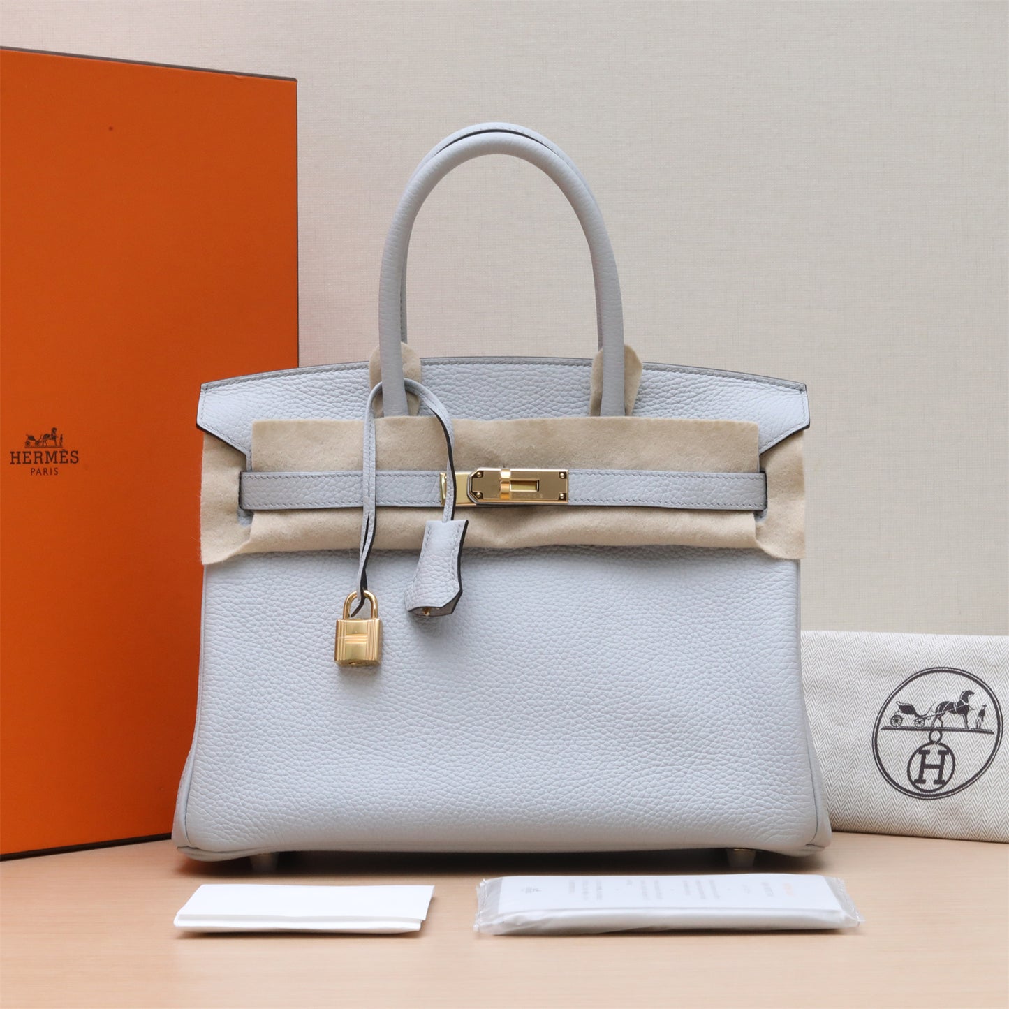 Hermès Birkin 30 08 Bleu Pale Togo Gold Hardware