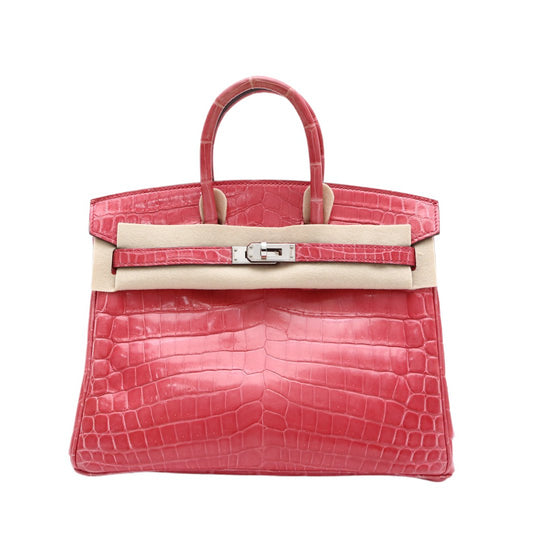 Hermès Birkin 25 D5 Geranium Niloticus Crocodile Palladium Hardware