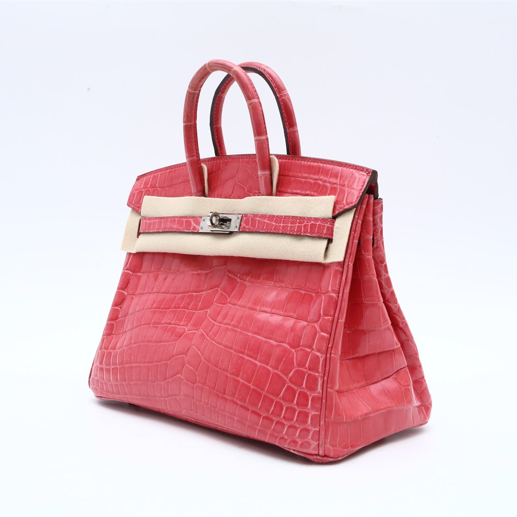 Hermès Birkin 25 D5 Geranium Niloticus Crocodile Palladium Hardware