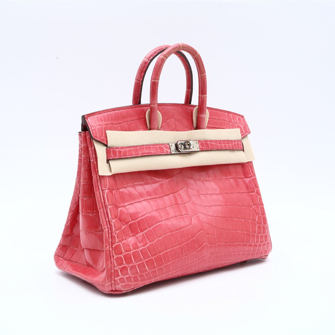 Hermès Birkin 25 D5 Geranium Niloticus Crocodile Palladium Hardware