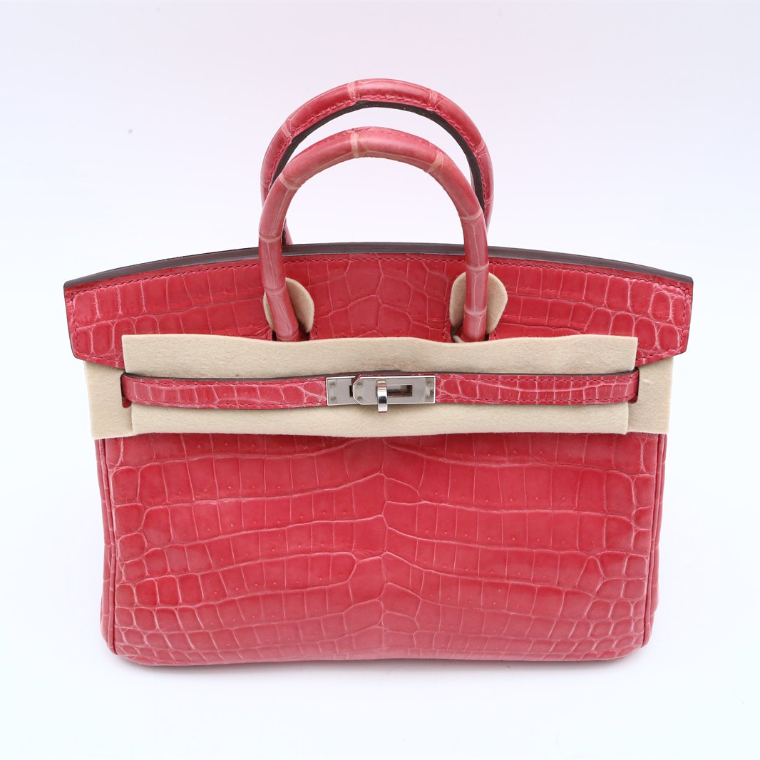 Hermès Birkin 25 D5 Geranium Niloticus Crocodile Palladium Hardware