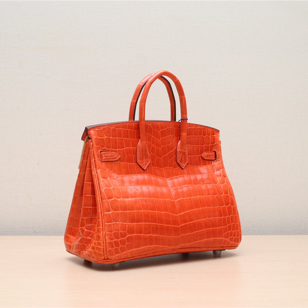 Hermès Birkin 25 8V Orange Poppy Niloticus Crocodile Palladium Hardware