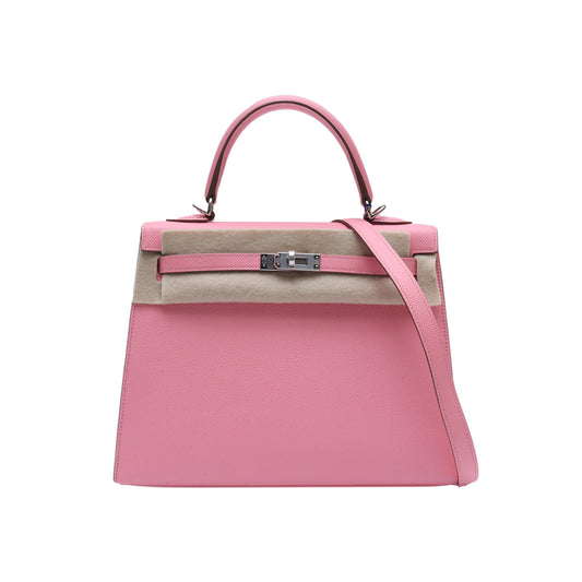 Hermès Kelly 25 1Q Rose Confetti Epsom Palladium Hardware