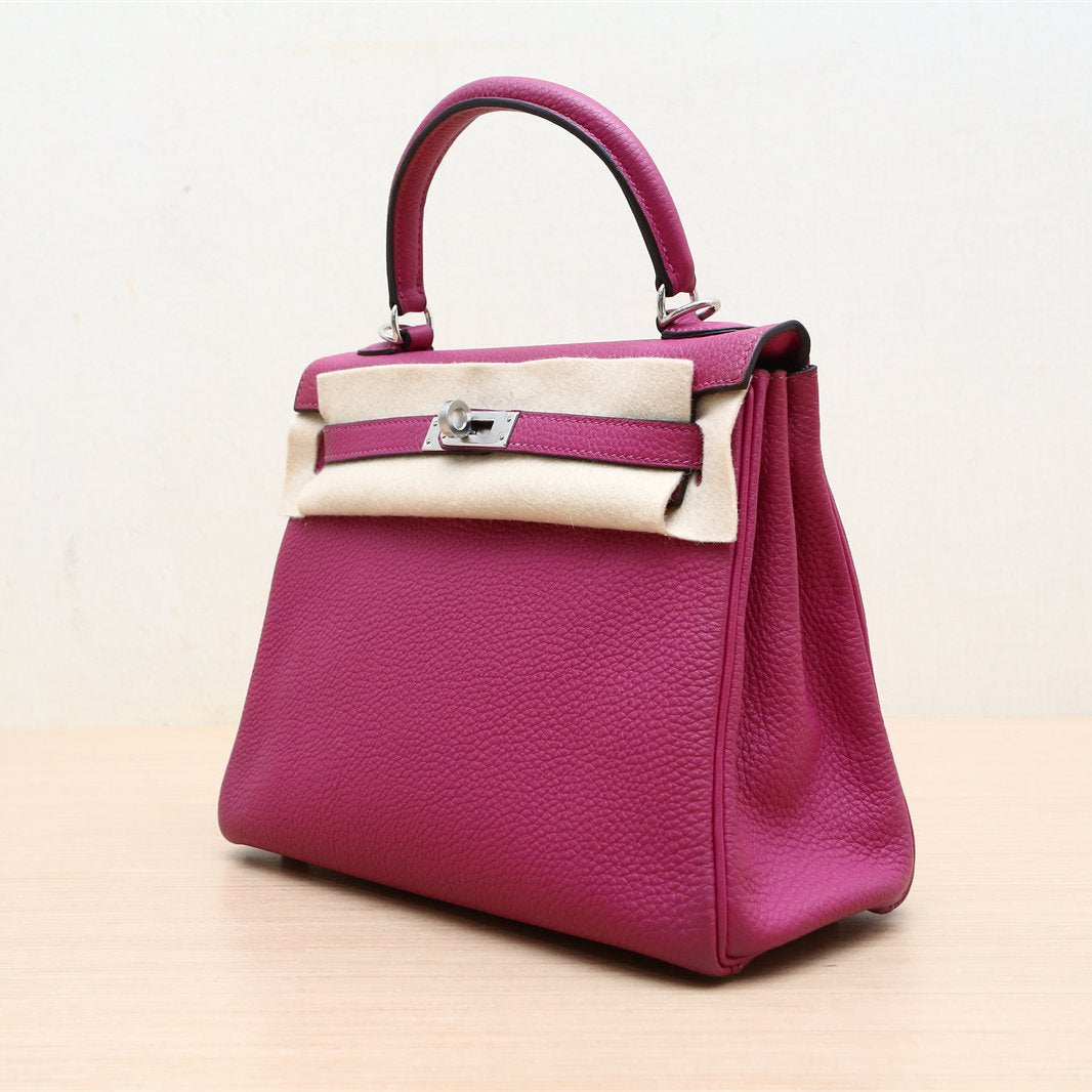 Hermès Kelly 25 L3 Rose Fourpre Togo Palladium Hardware