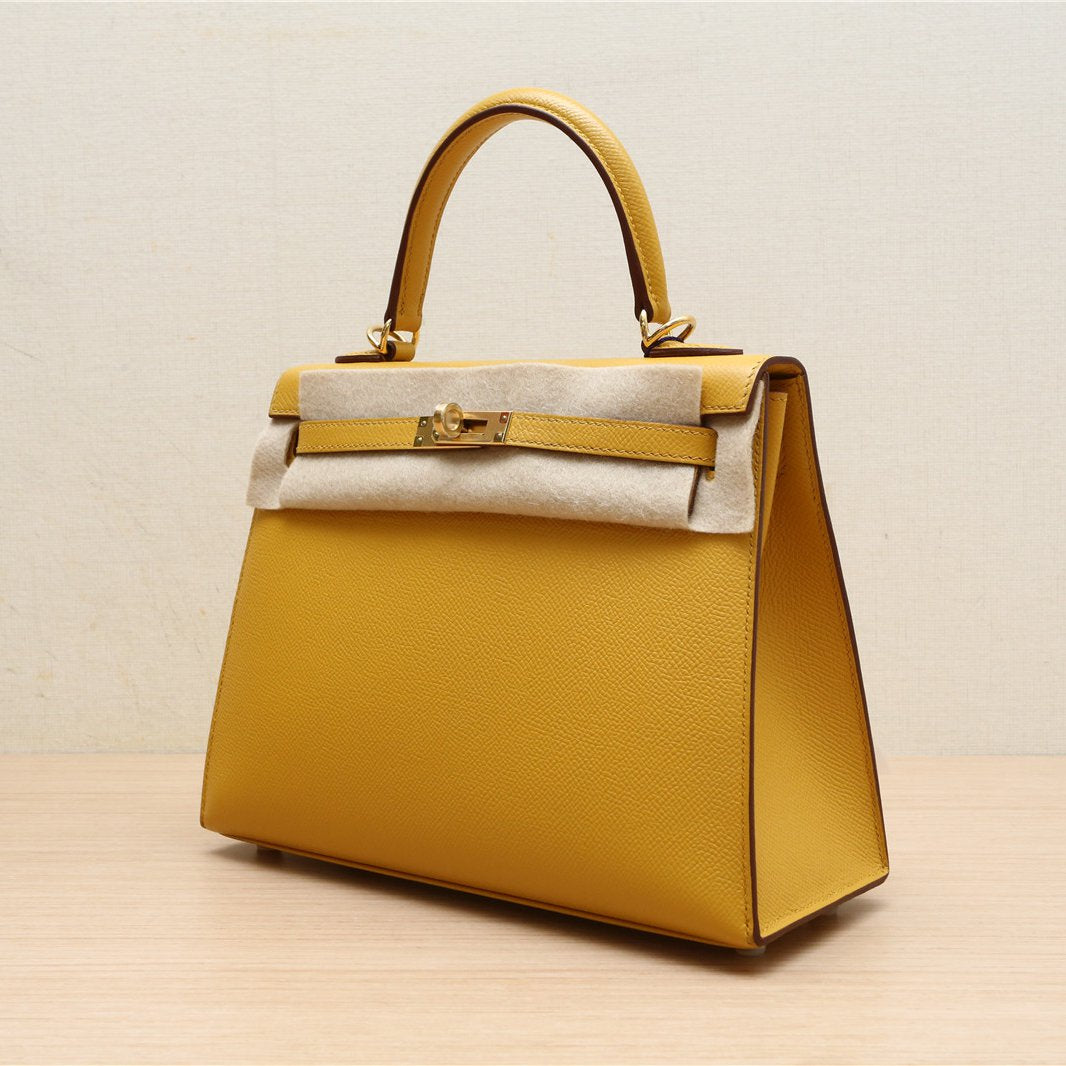 Hermès Kelly 25 9D Jaune Ambre Epsom Gold Hardware