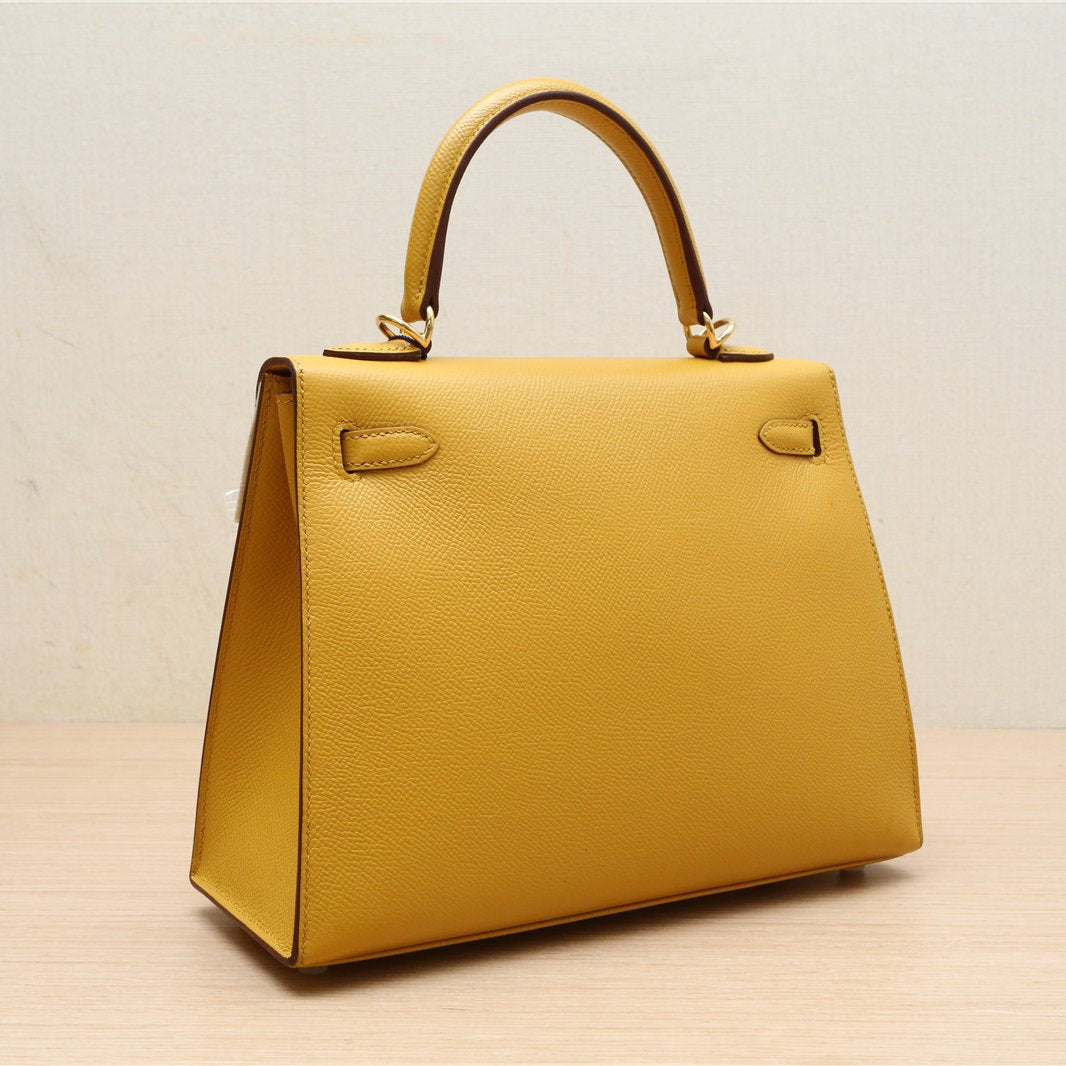 Hermès Kelly 25 9D Jaune Ambre Epsom Gold Hardware