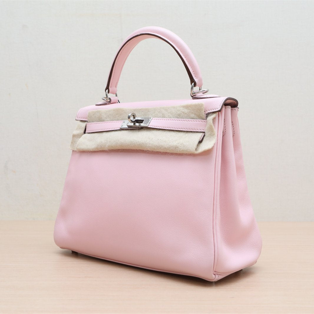 Hermès Kelly 25 5P Pink Swift Palladium Hardware