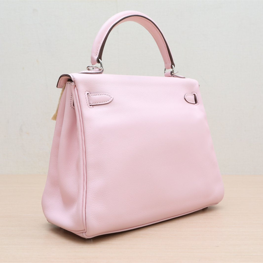 Hermès Kelly 25 5P Pink Swift Palladium Hardware