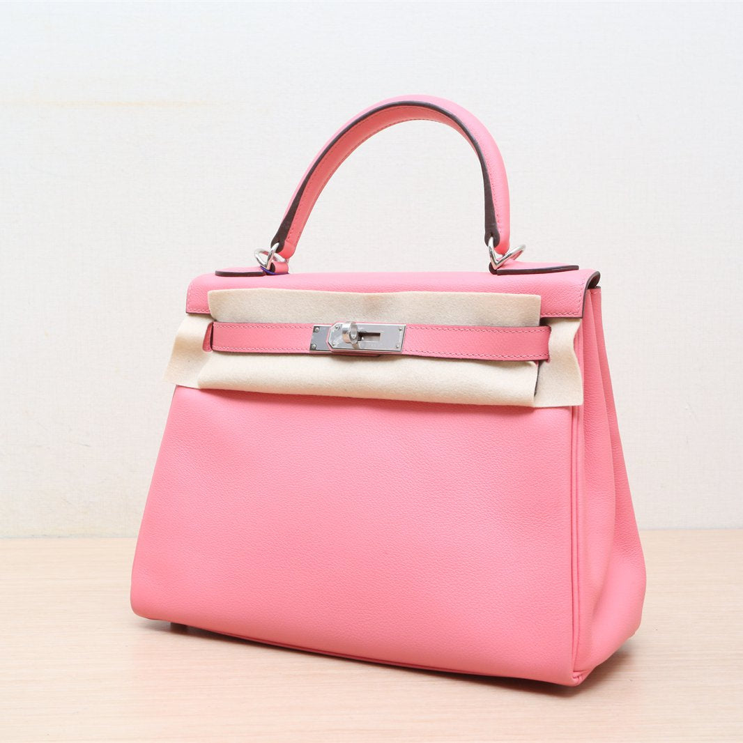 Hermès Kelly 28 8W Rose Azalee Evercolor Palladium Hardware