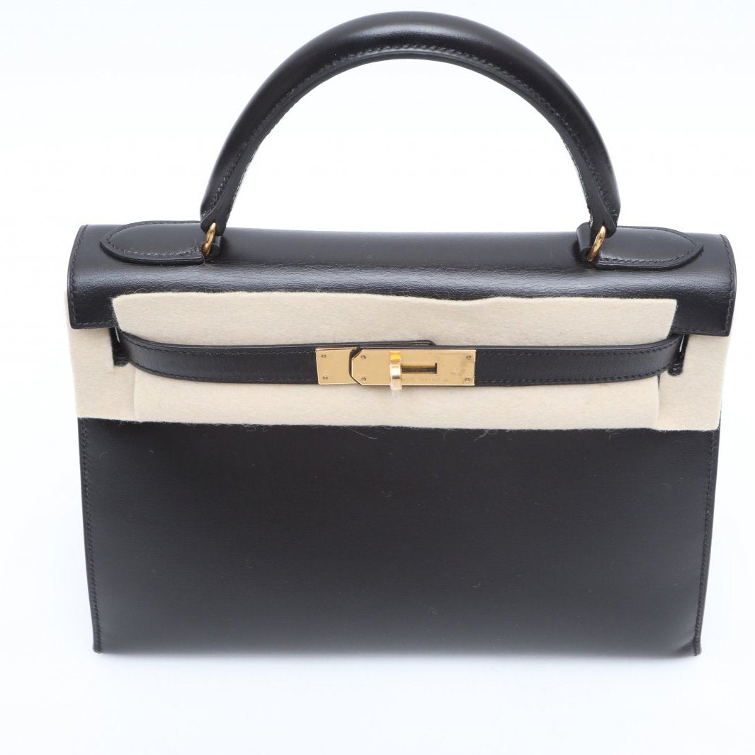 Hermès Kelly 28 89 Noir Box Gold Hardware