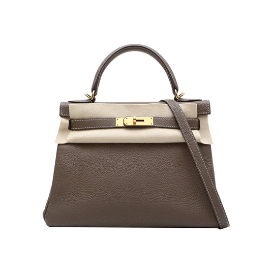 Hermès Kelly 28 8 Etoupe Togo Gold Hardware