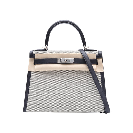 Hermès Kelly 28 89 Nior Swift, Toile Palladium Hardware