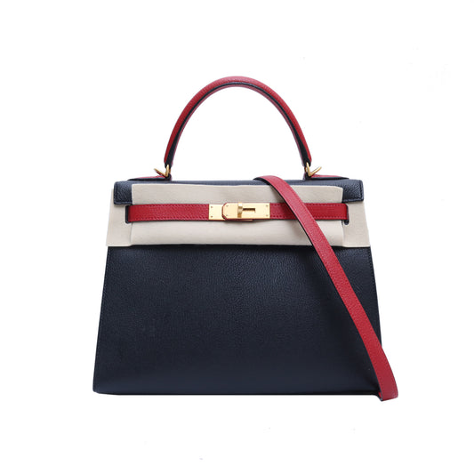 Hermès Kelly 28 89 Noir, A5 Bougainvller Goatskin Gold Hardware