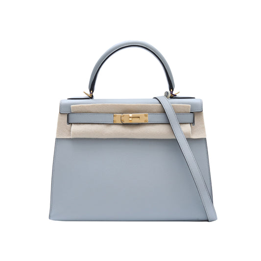 Hermès Kelly 28 4Z Gris Mouette Epsom Gold Hardware