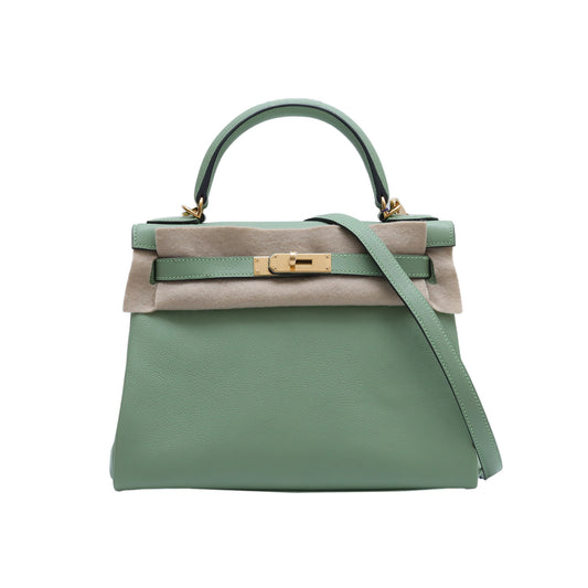 Hermès Kelly 28 3I Vert Criquet Evercolor Gold Hardware