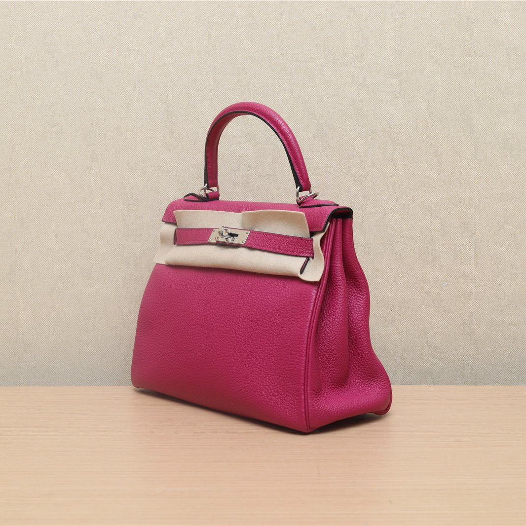 Hermès Kelly 28 L3 Rose Fourpre Togo Palladium Hardware