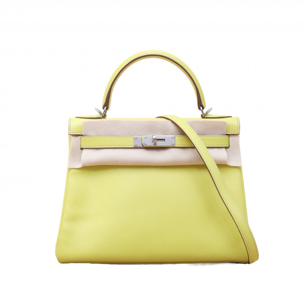 Hermès Kelly 28 9R Lime Epsom Palladium Hardware