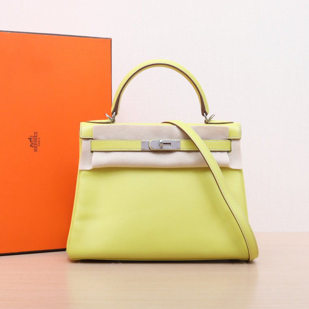 Hermès Kelly 28 9R Lime Epsom Palladium Hardware