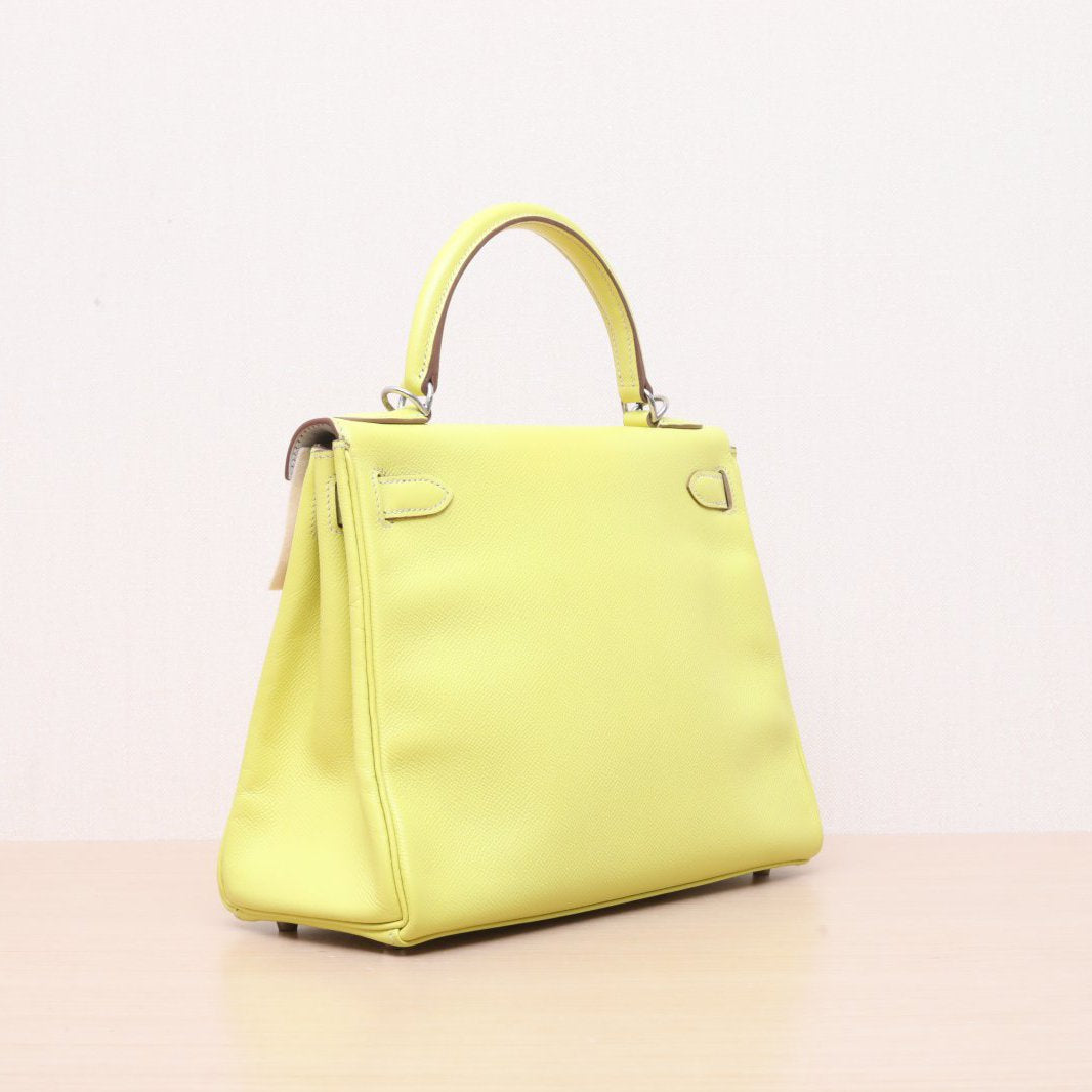 Hermès Kelly 28 9R Lime Epsom Palladium Hardware