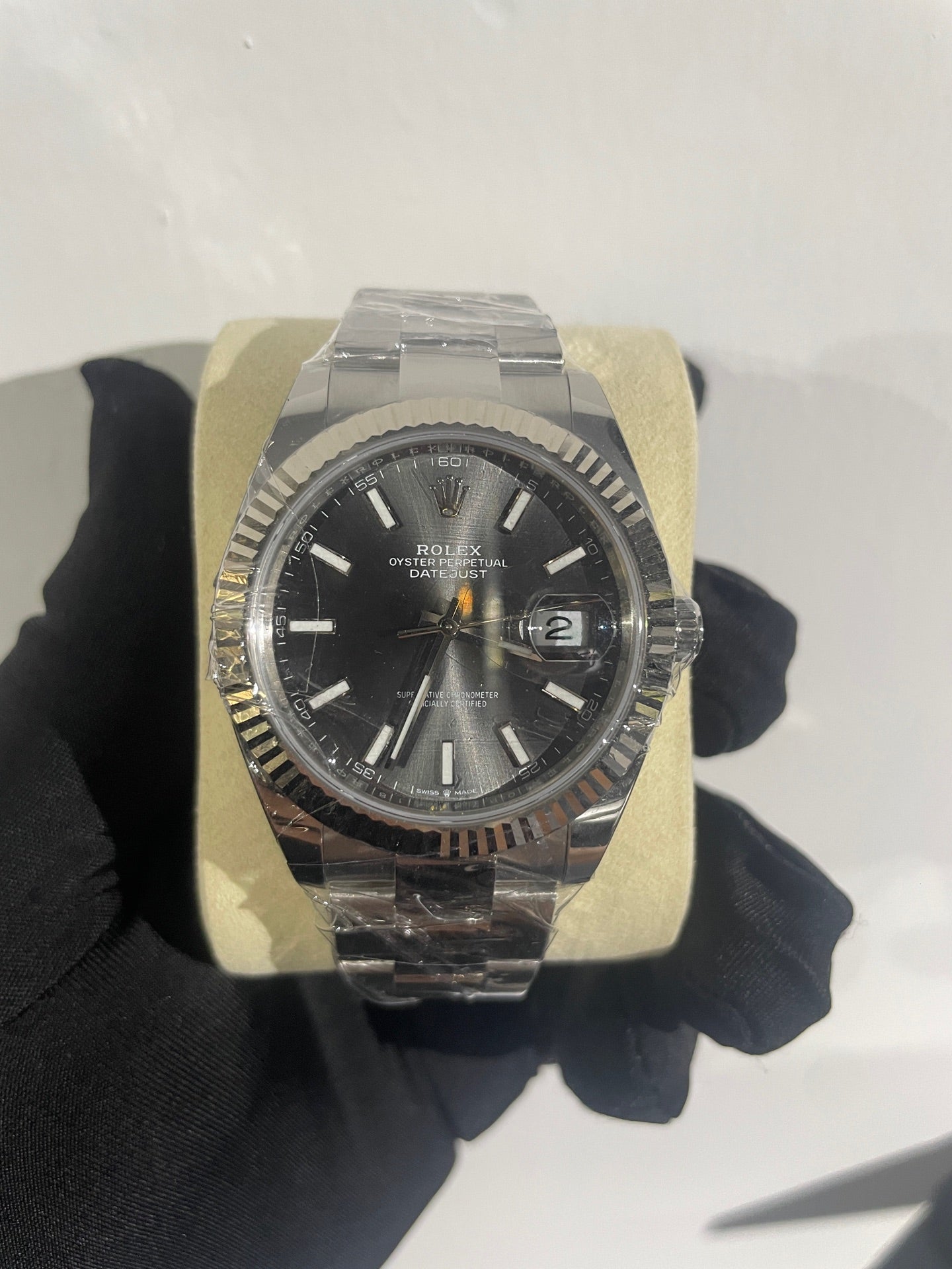 2025 Brand New Rolex - 126334-0013 Datejust 41 Stainless Steel Fluted / Oyster / Dark Rhodium