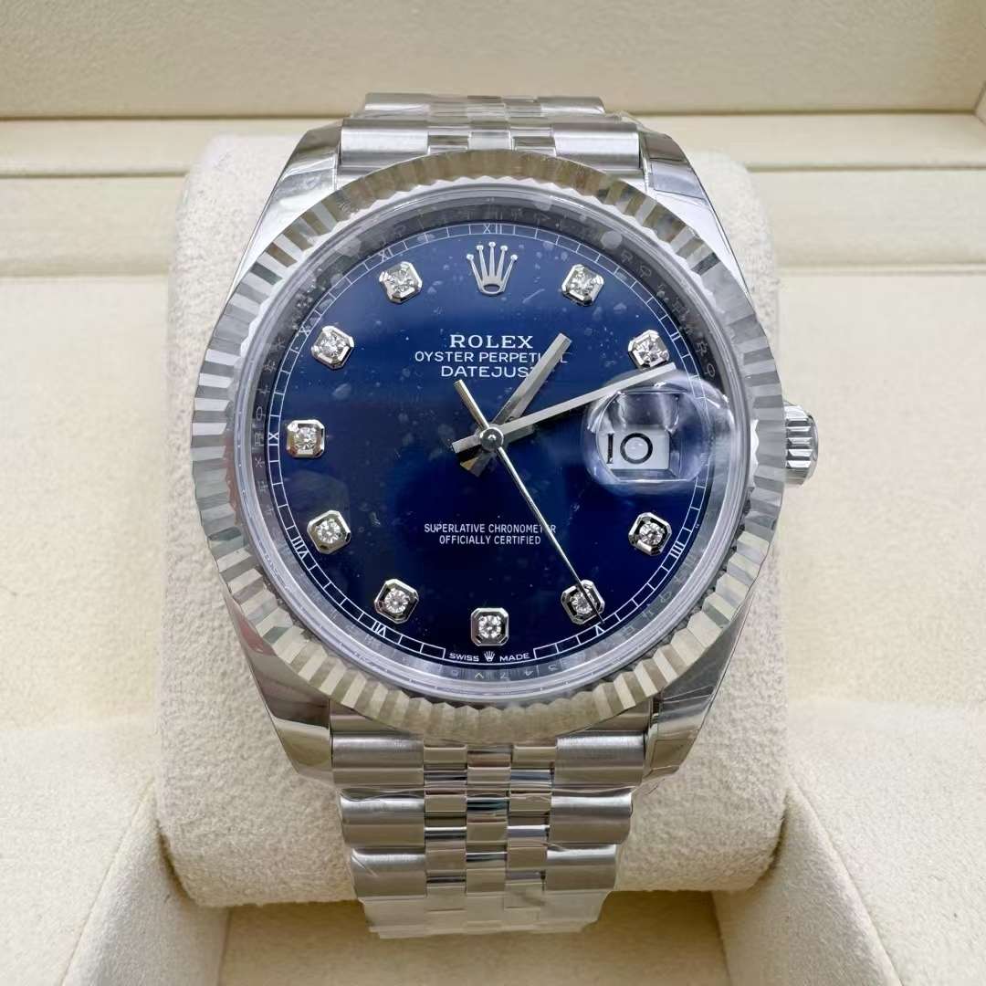 2025 Brand New Rolex - 126334-0016 Datejust 41 Stainless Steel Fluted / Jubilee / Blue - Diamond