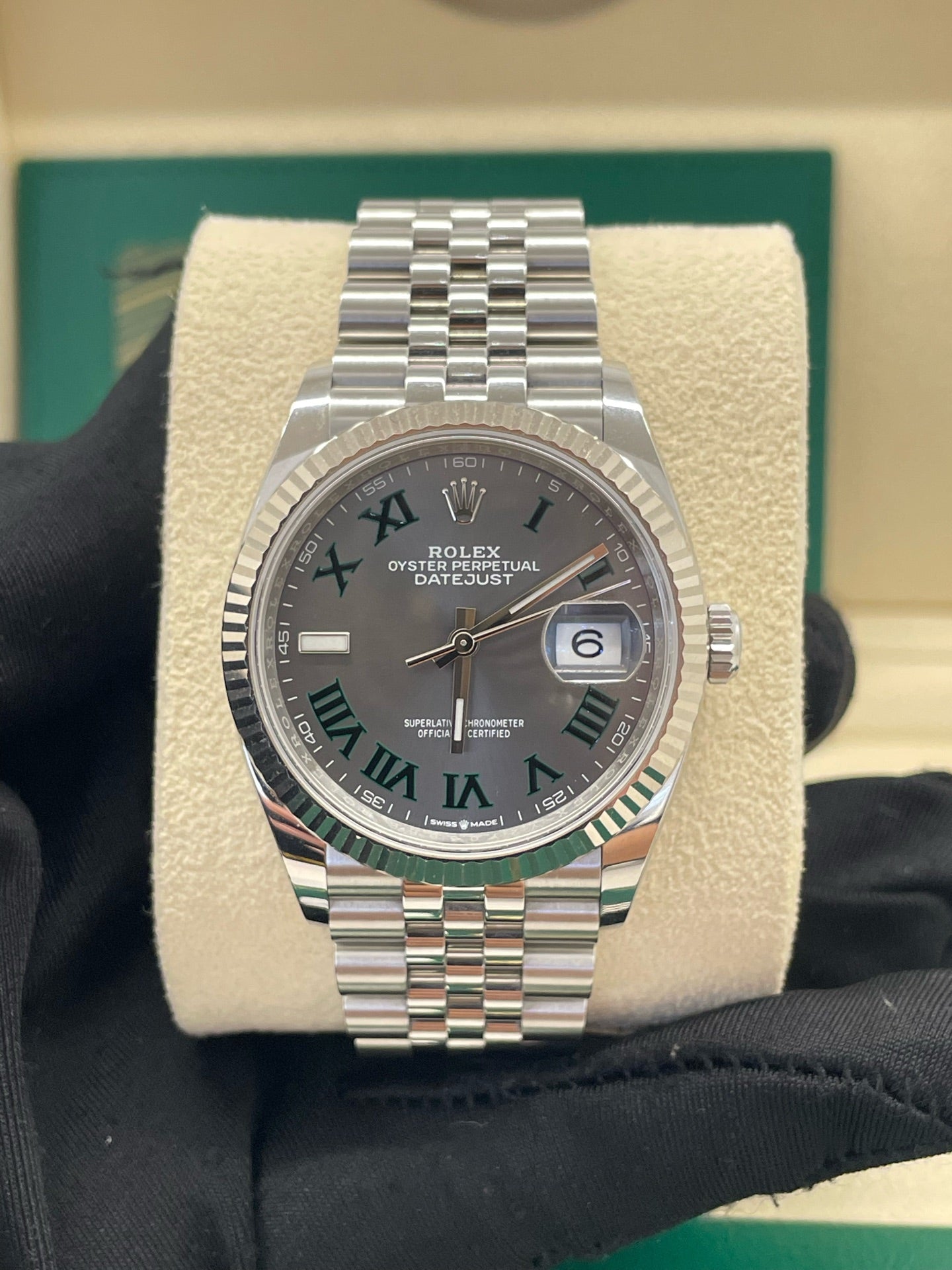 2025 Brand New Rolex - 126234-0045 Datejust 36 Stainless Steel / Fluted / Slate - Roman / Jubilee