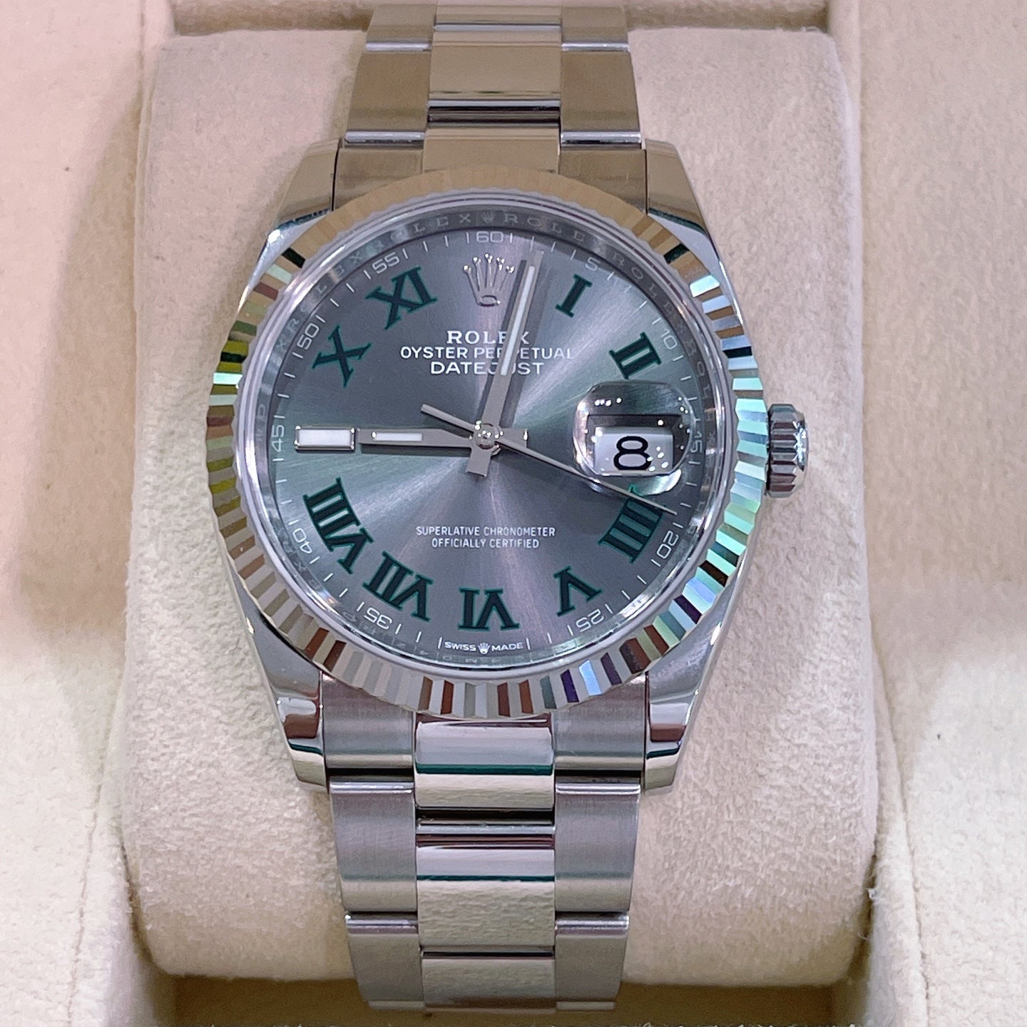 2023 Pre-owned Rolex - 126234-0046 Datejust 36 Stainless Steel / Fluted / Slate - Roman / Oyster