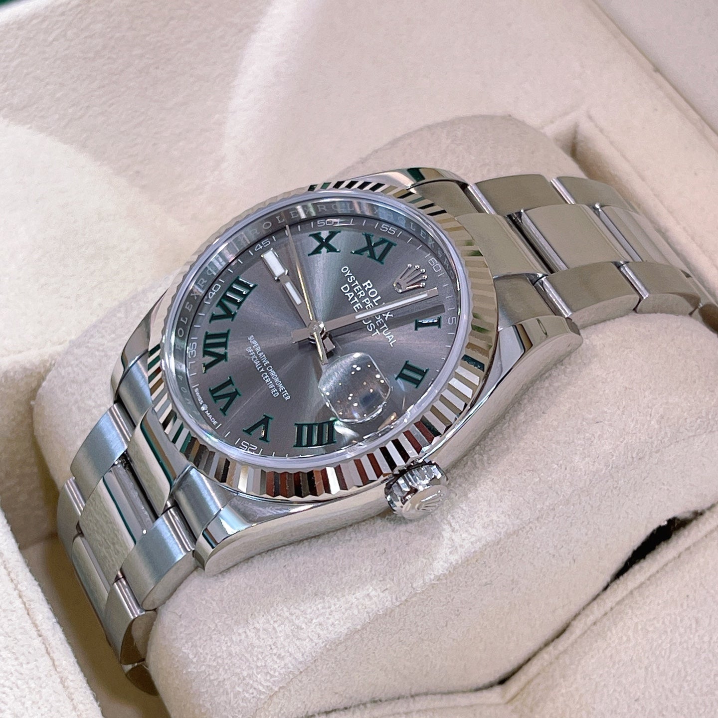 2023 Pre-owned Rolex - 126234-0046 Datejust 36 Stainless Steel / Fluted / Slate - Roman / Oyster