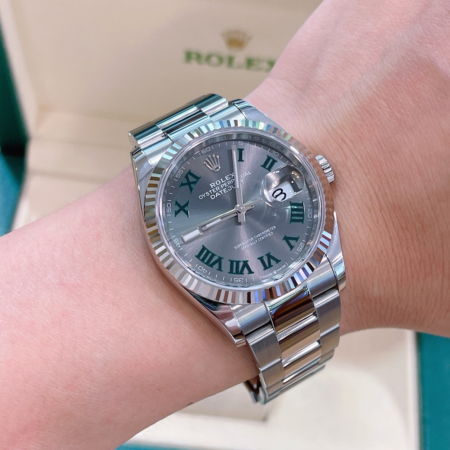 2023 Pre-owned Rolex - 126234-0046 Datejust 36 Stainless Steel / Fluted / Slate - Roman / Oyster