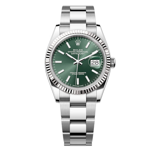 2025 Brand New Rolex - 126234-0052 Datejust 36 Stainless Steel / Fluted / Green / Oyster