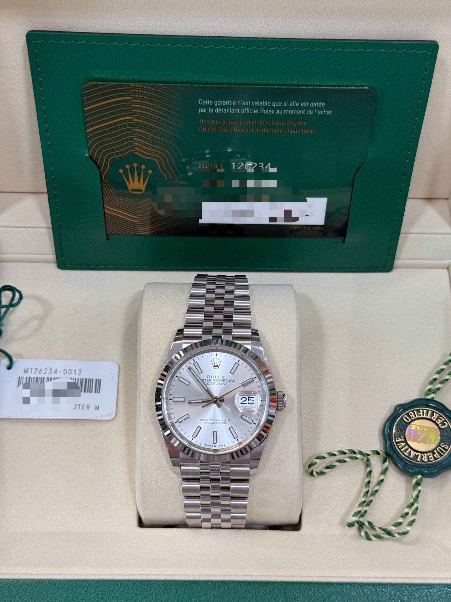 2025 Brand New Rolex - 126234-0013 Datejust 36 Stainless Steel / Fluted / Silver / Jubilee