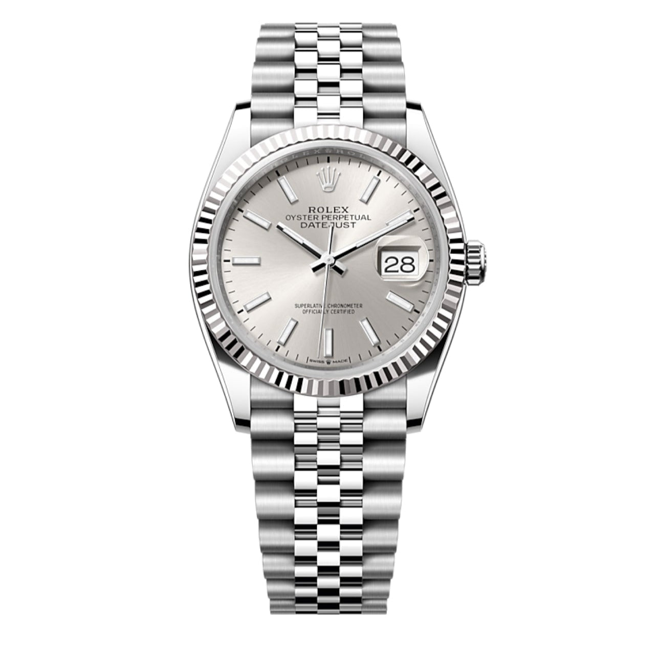 2025 Brand New Rolex - 126234-0013 Datejust 36 Stainless Steel / Fluted / Silver / Jubilee