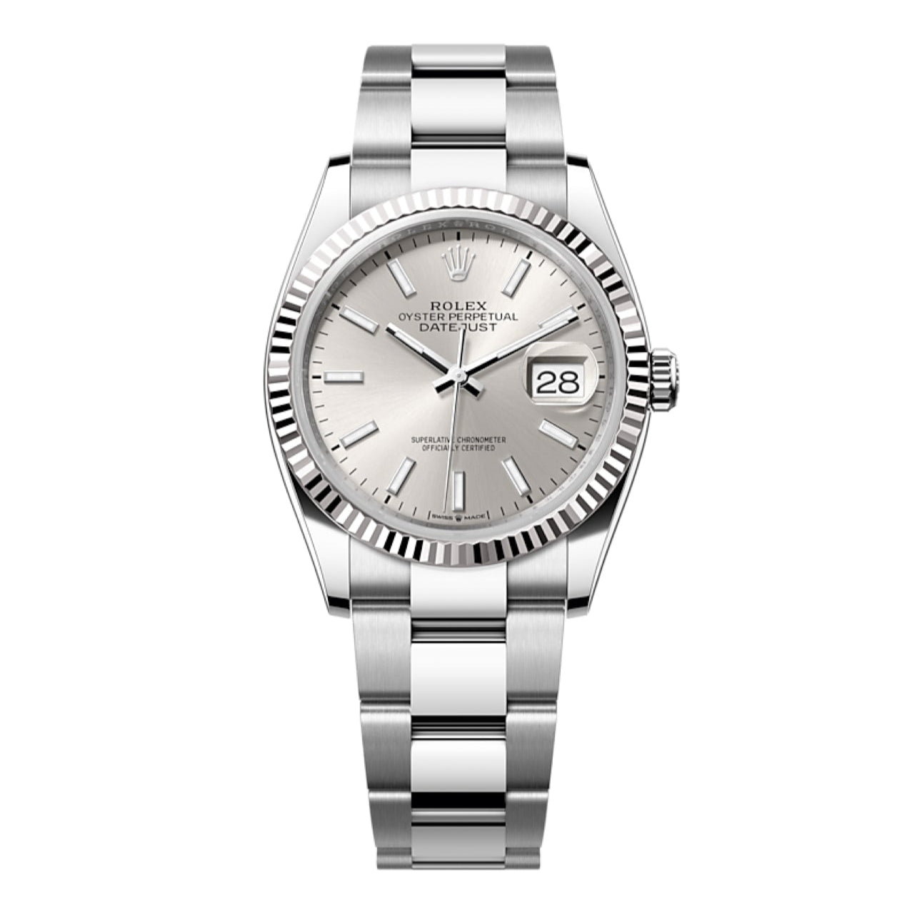 2025 Pre-owned Rolex - 126234-0014 Datejust 36 Stainless Steel / Fluted / Silver / Oyster
