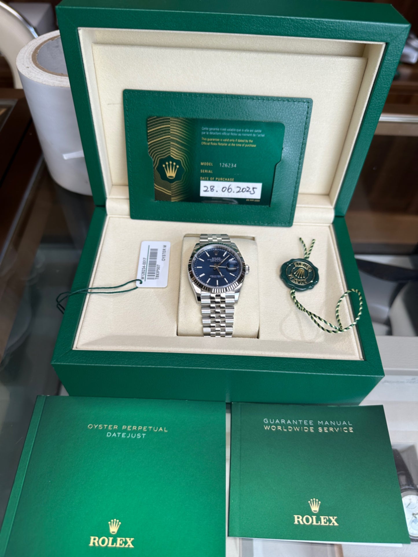 2025 Brand New Rolex - 126234-0017 Datejust 36 Stainless Steel / Fluted / Blue / Jubilee
