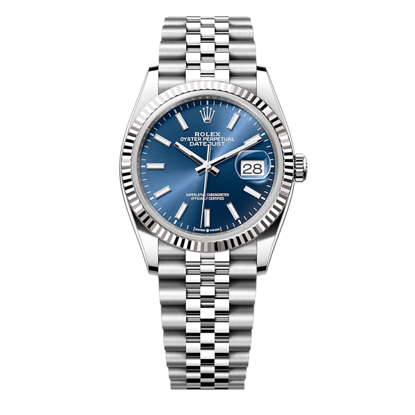 2025 Brand New Rolex - 126234-0017 Datejust 36 Stainless Steel / Fluted / Blue / Jubilee