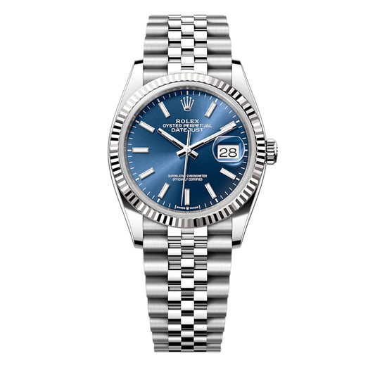 2025 Brand New Rolex - 126234-0017 Datejust 36 Stainless Steel / Fluted / Blue / Jubilee