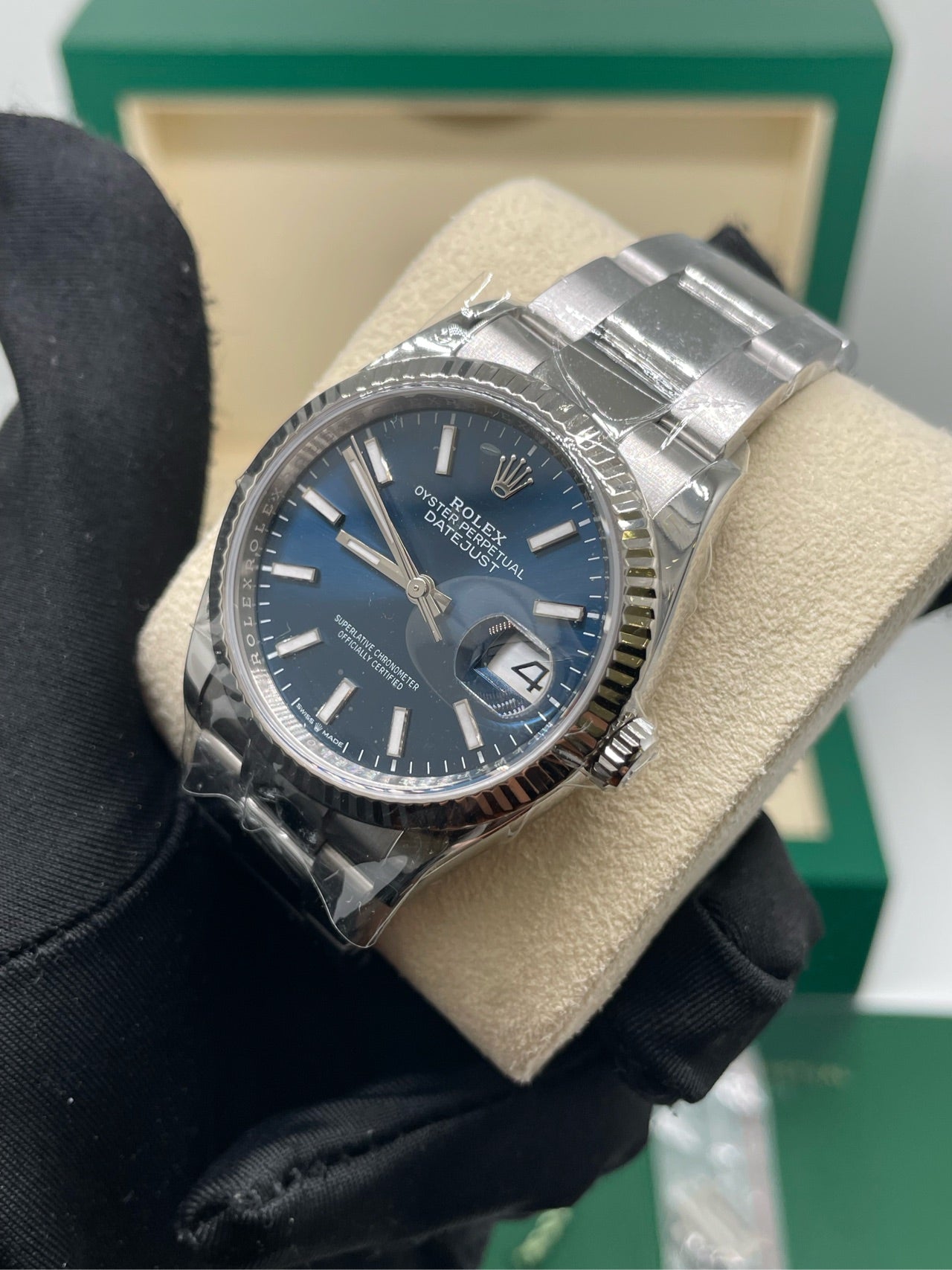 2024 Pre-owned Rolex - 126234-0018 Datejust 36 Stainless Steel / Fluted / Blue / Oyster