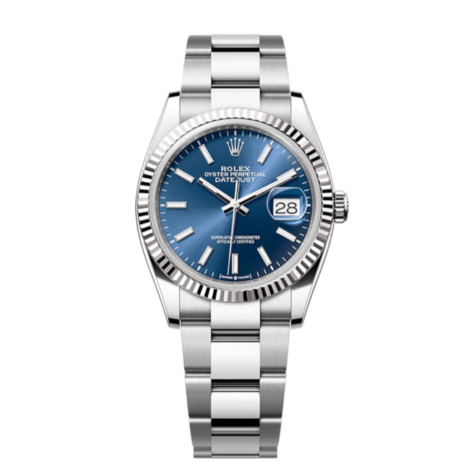 2024 Pre-owned Rolex - 126234-0018 Datejust 36 Stainless Steel / Fluted / Blue / Oyster
