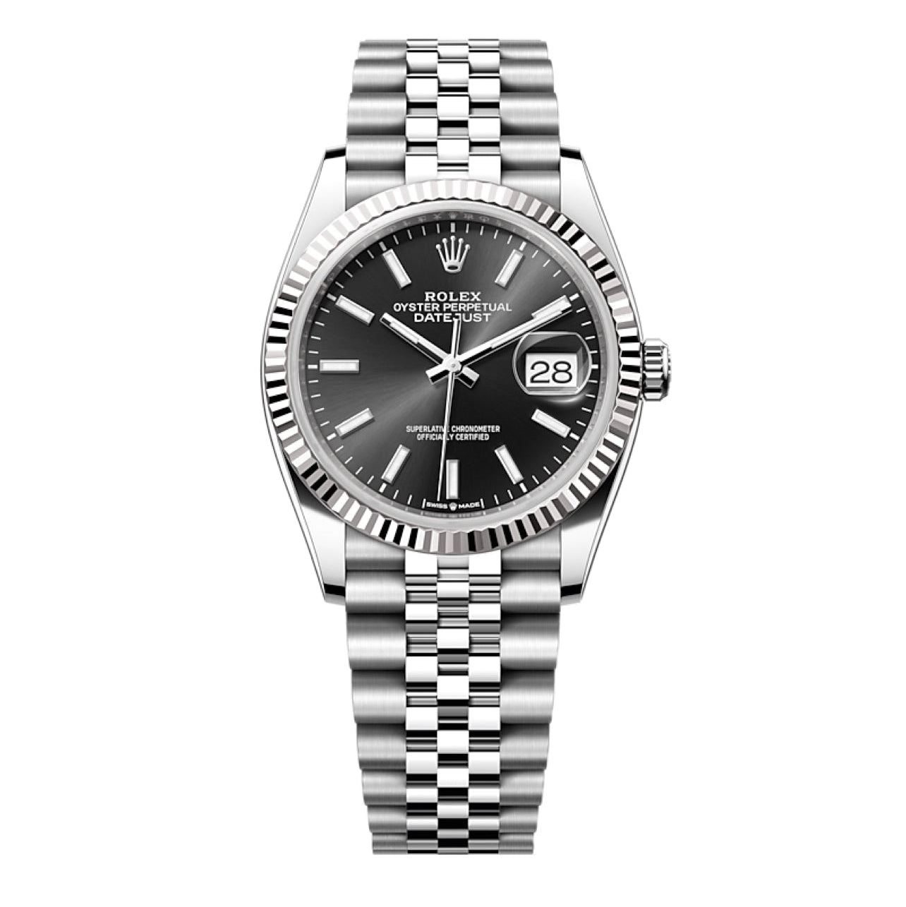 2025 Brand New Rolex - 126234-0015 Datejust 36 Stainless Steel / Fluted / Black / Jubilee
