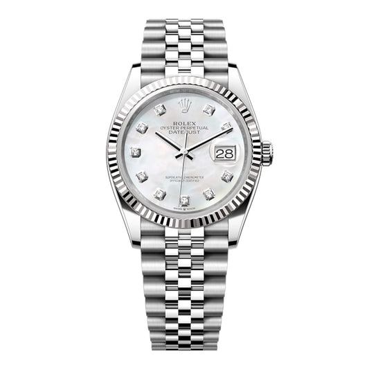 2025 Brand New Rolex - 126234-0019 Datejust 36 Stainless Steel / Fluted / MOP-Diamond / Jubilee