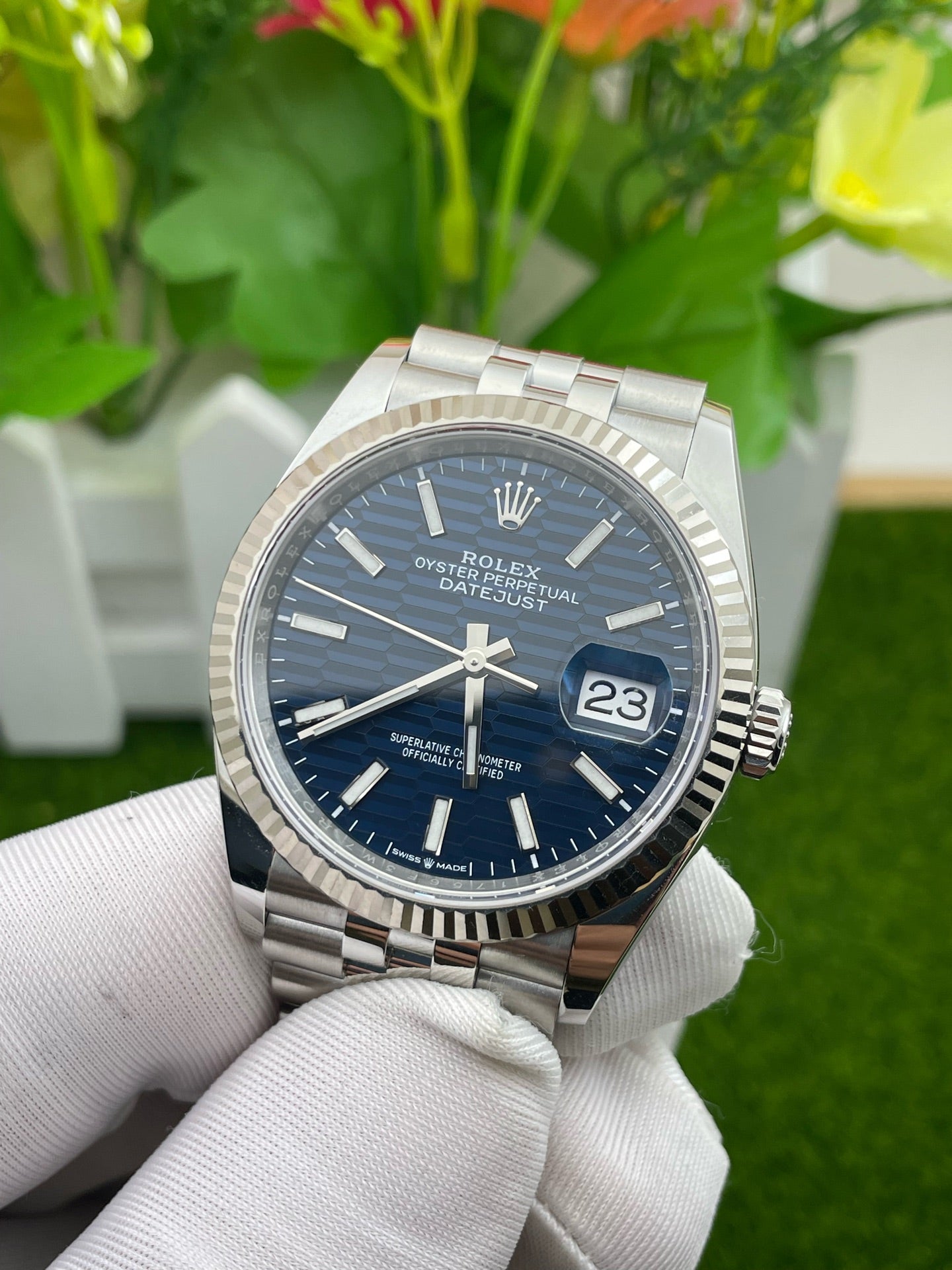 2023 Pre-owned Rolex - 126234-0049 Datejust 36 Stainless Steel / Fluted / Blue - Fluted / Jubilee