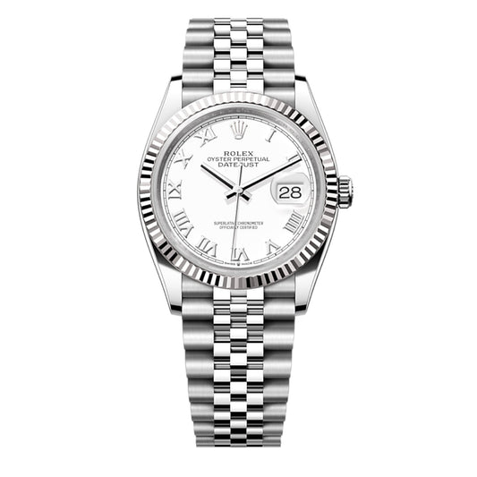 2024 Pre-owned Rolex - 126234-0025 Datejust 36 Stainless Steel / Fluted / White Roman / Jubilee