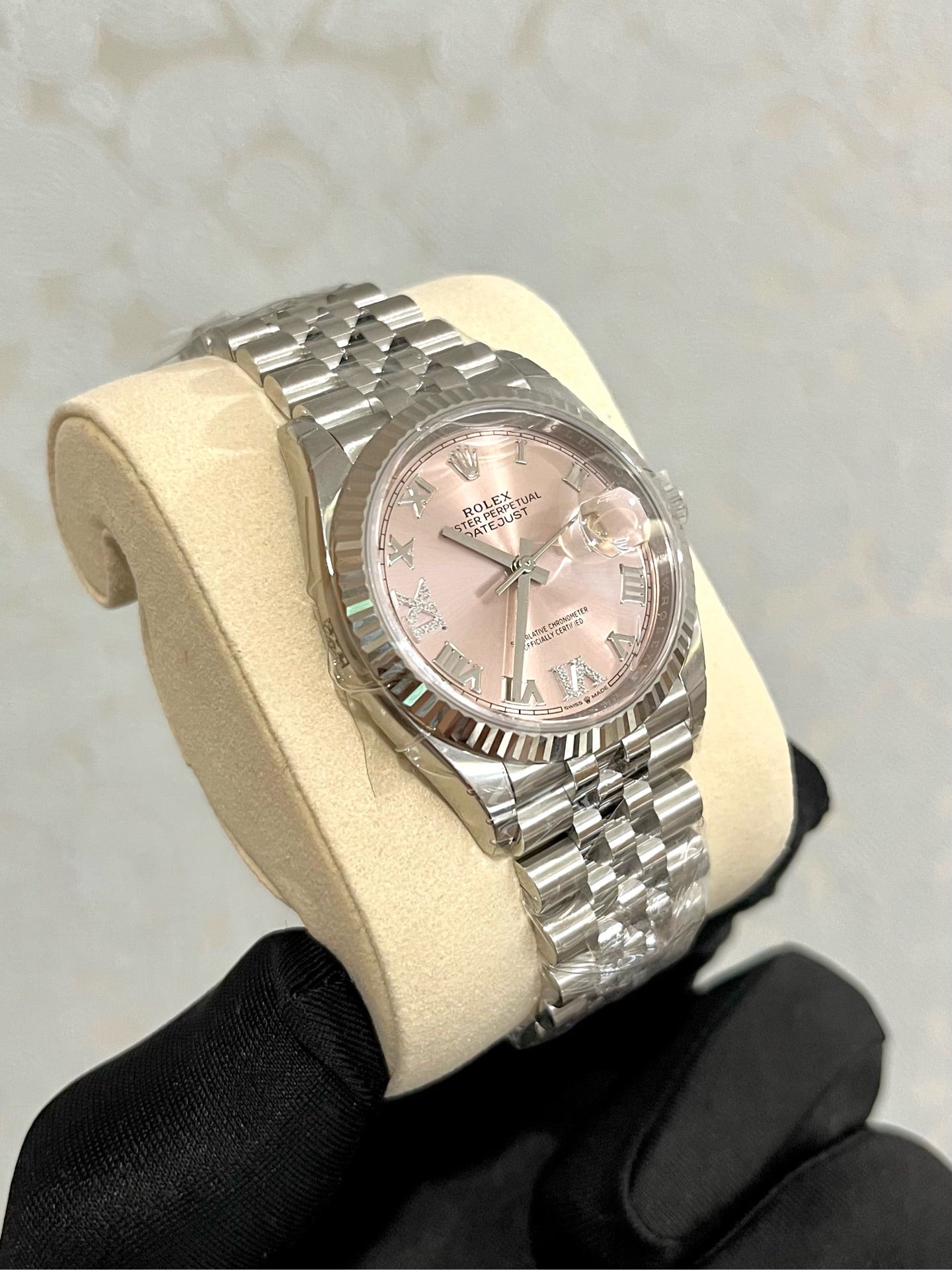 2025 Brand New Rolex - 126234-0031 Datejust 36 Stainless Steel / Fluted / Pink Roman-Diamonds / Jubilee