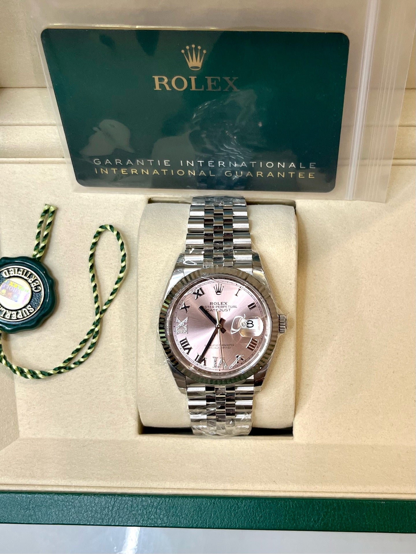 2025 Brand New Rolex - 126234-0031 Datejust 36 Stainless Steel / Fluted / Pink Roman-Diamonds / Jubilee