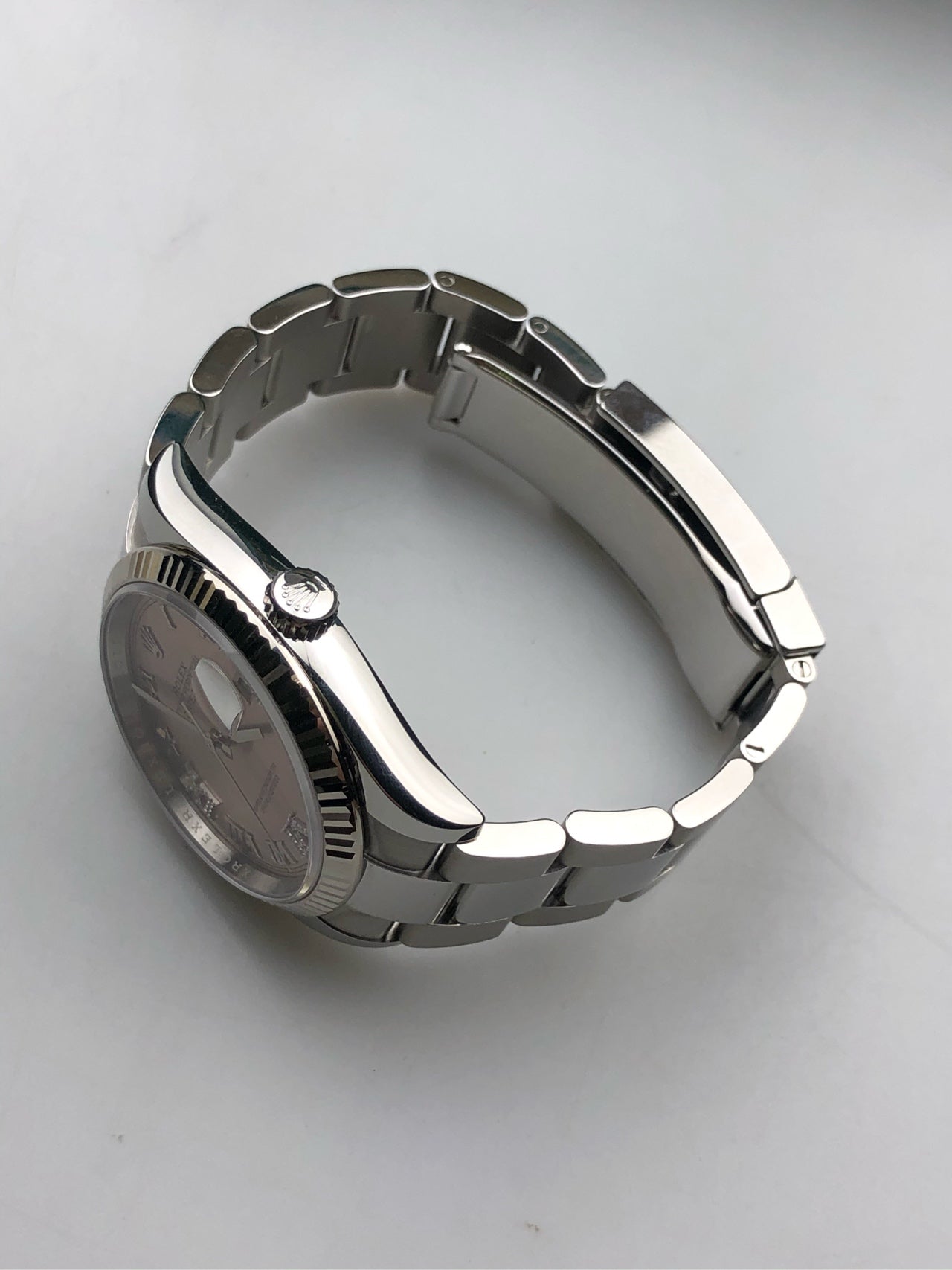 2025 Pre-owned Rolex - 126234-0032 Datejust 36 Stainless Steel / Fluted / Pink Roman-Diamonds / Oyster