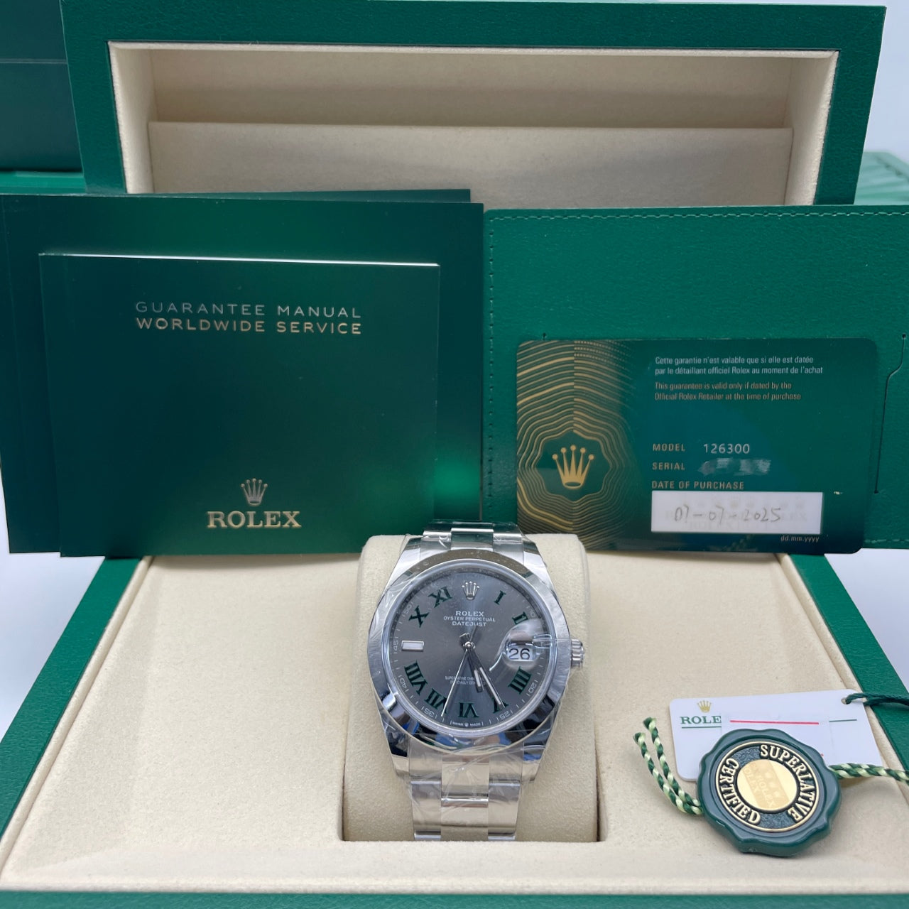 2025 Brand New Rolex - 126300-0013 Datejust 41 Stainless Steel Smooth / Oyster / Slate Roman