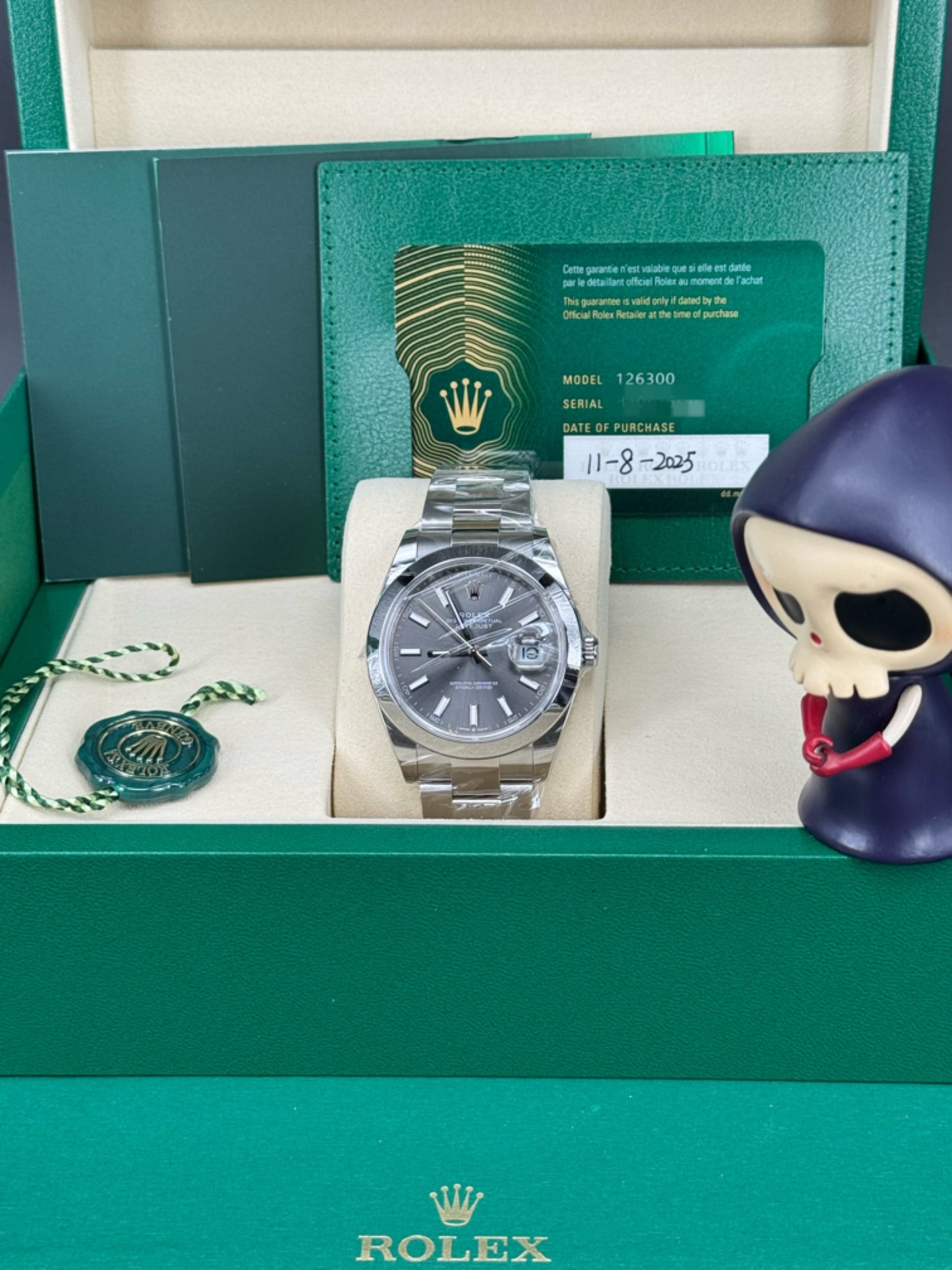 2025 Brand New Rolex - 126300-0007 Datejust 41 Stainless Steel Smooth / Oyster / Dark Rhodium