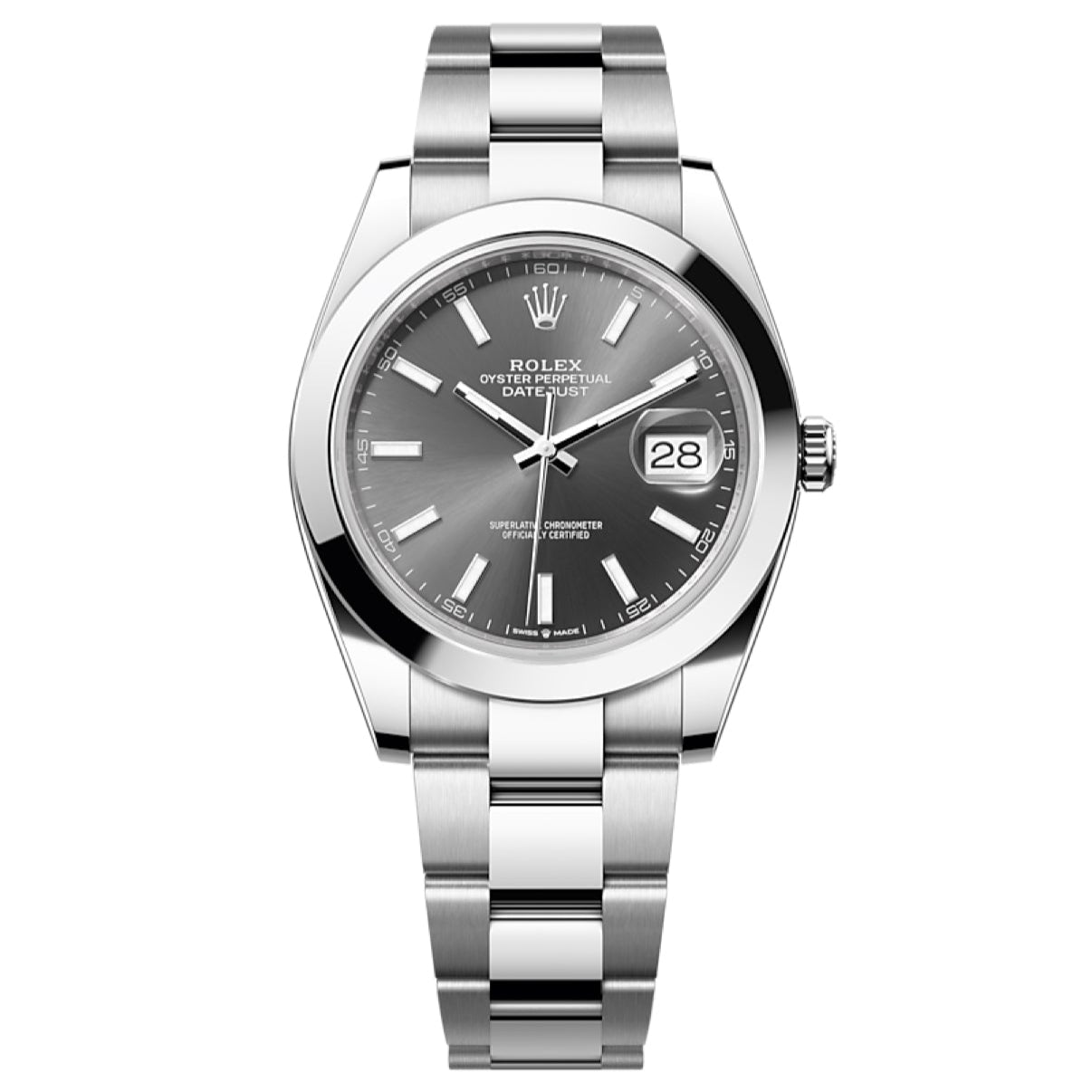2025 Brand New Rolex - 126300-0007 Datejust 41 Stainless Steel Smooth / Oyster / Dark Rhodium