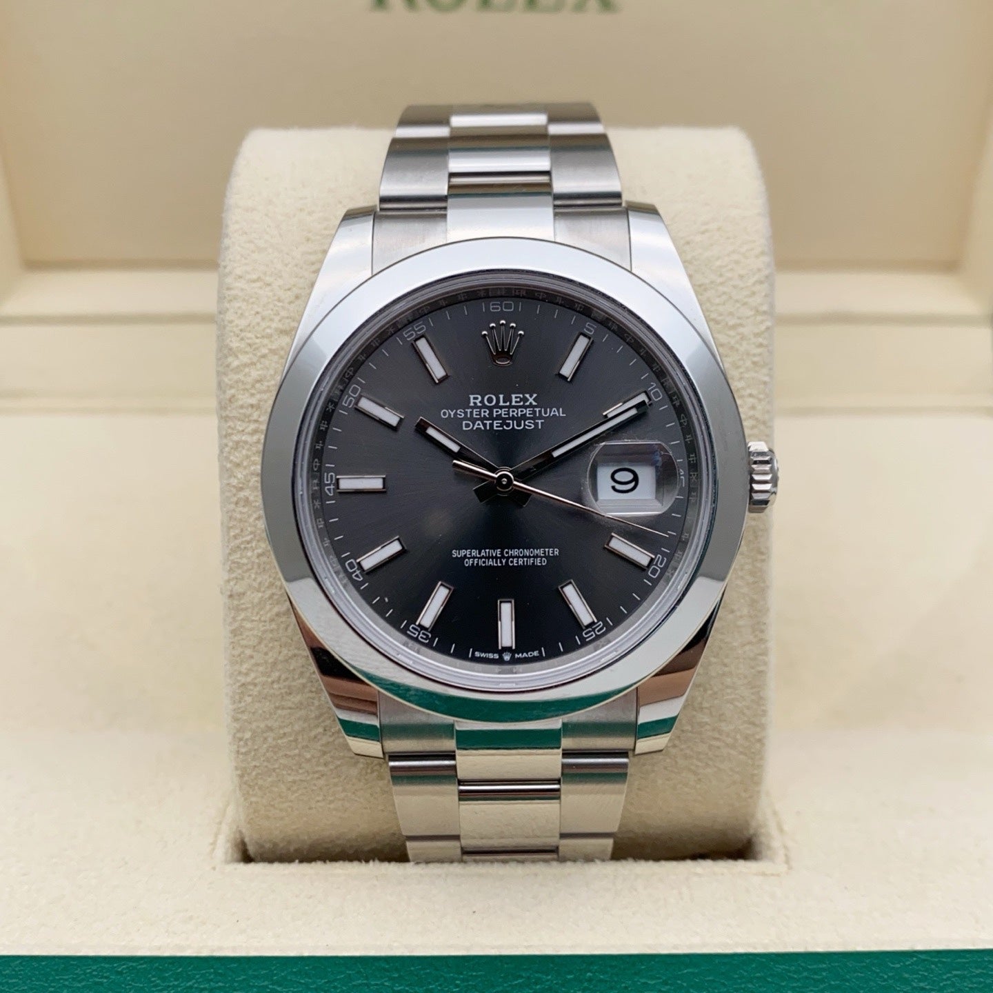 2025 Brand New Rolex - 126300-0007 Datejust 41 Stainless Steel Smooth / Oyster / Dark Rhodium