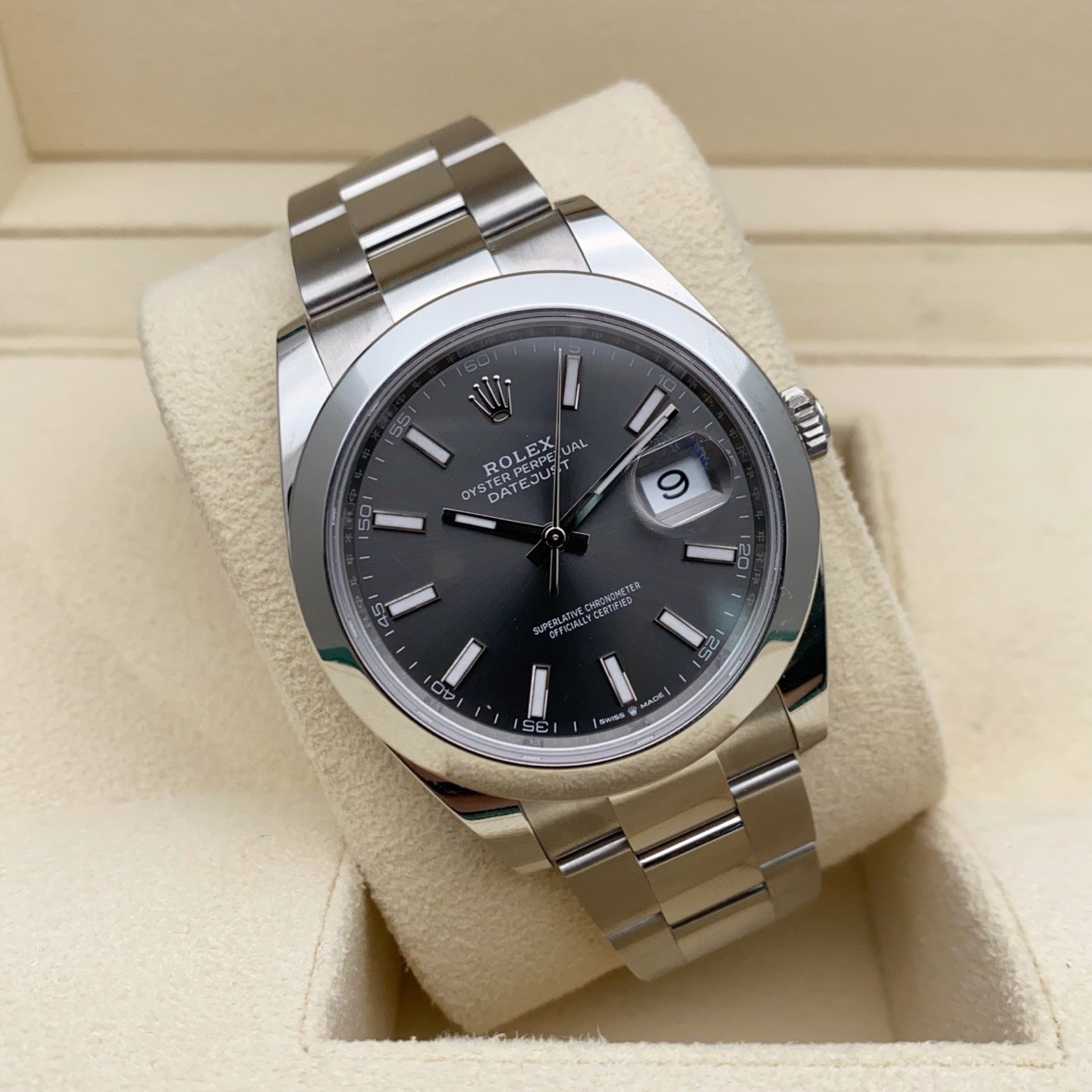 2025 Brand New Rolex - 126300-0007 Datejust 41 Stainless Steel Smooth / Oyster / Dark Rhodium